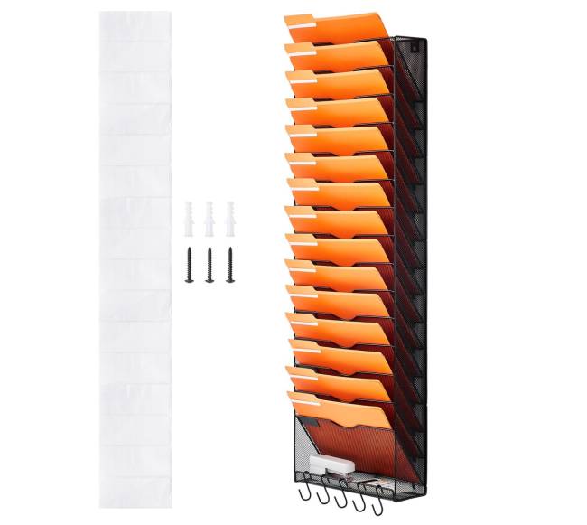 Sieninė dokumentų lentyna su 16 kišenių8