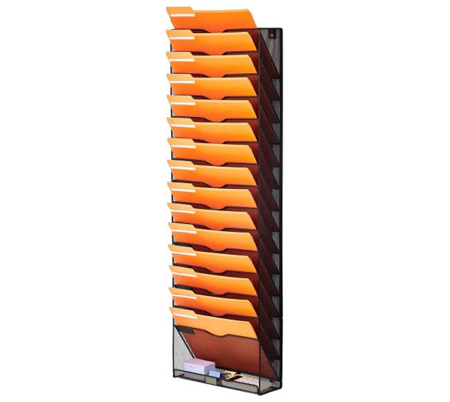 Sieninė dokumentų lentyna su 16 kišenių10