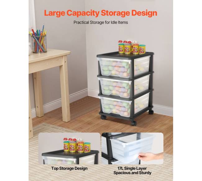 Plastikinis stalčių vežimėlis su ratukais1