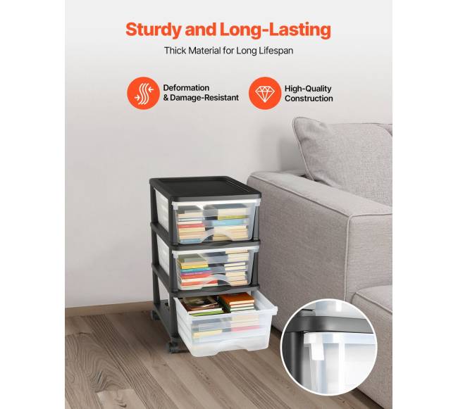 Plastikinis stalčių vežimėlis su ratukais2