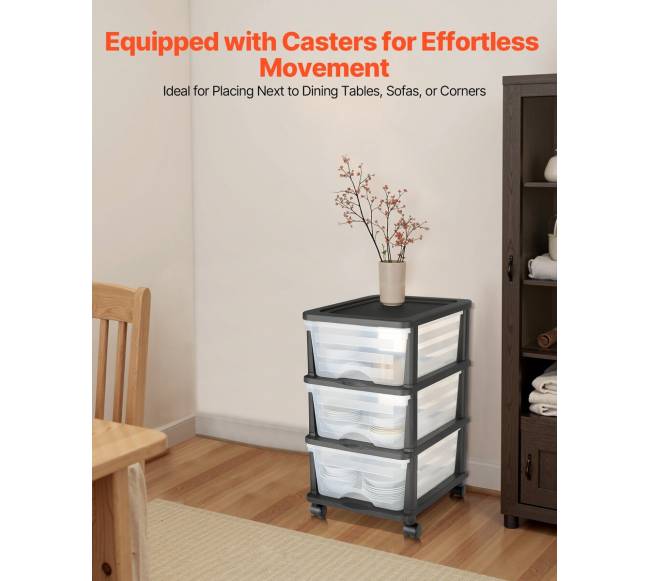 Plastikinis stalčių vežimėlis su ratukais3