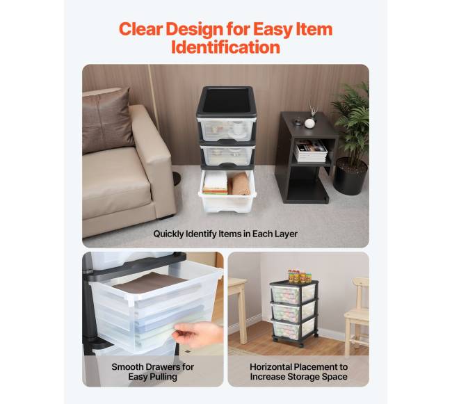 Plastikinis stalčių vežimėlis su ratukais4