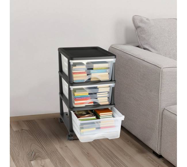 Plastikinis stalčių vežimėlis su ratukais7