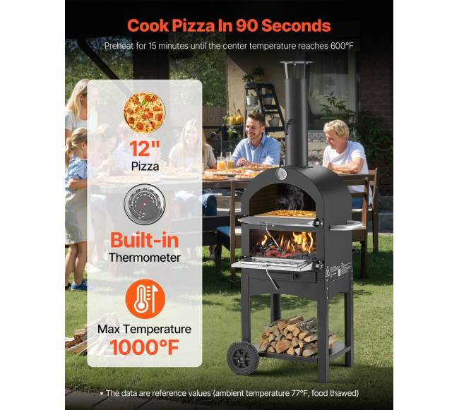 Lauko malkinė picų krosnelė su 2 ratukais1