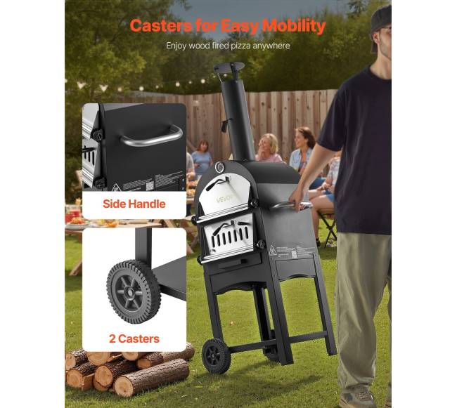 Lauko malkinė picų krosnelė su 2 ratukais4