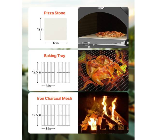 Lauko malkinė picų krosnelė su 2 ratukais5