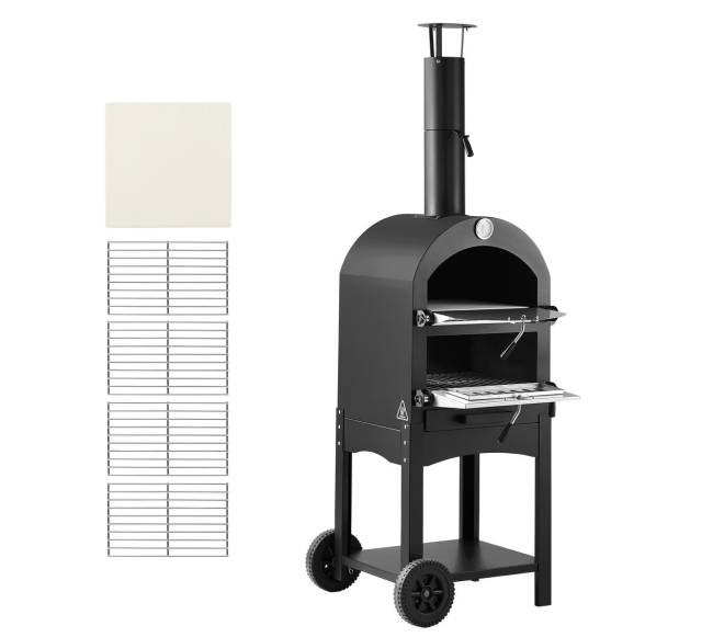 Lauko malkinė picų krosnelė su 2 ratukais8