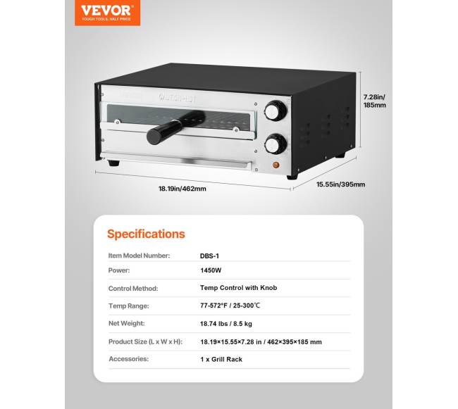 Elektrinė stalviršio orkaitė picai 12 colių 1450W6