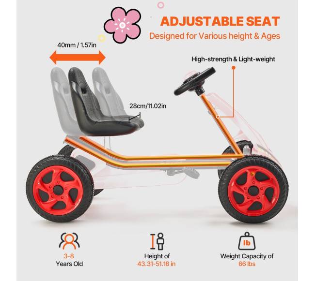 Vaikiškas pedalinis kartingas 3-8 metų vaikams3