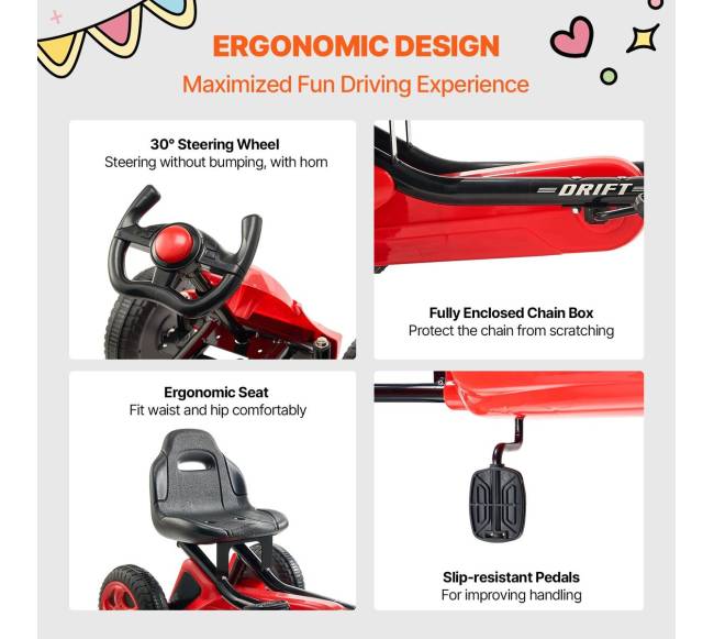 Vaikiškas pedalinis kartingas 3-8 metų vaikams5