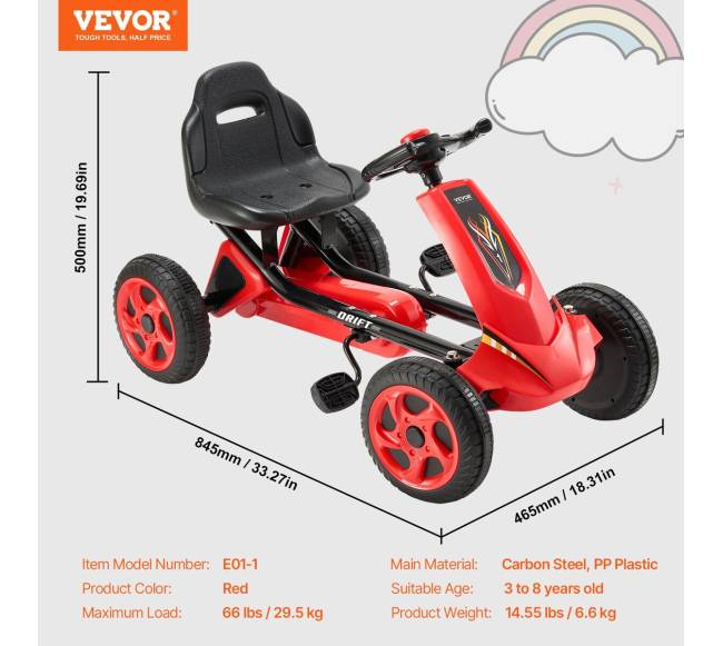 Vaikiškas pedalinis kartingas 3-8 metų vaikams6