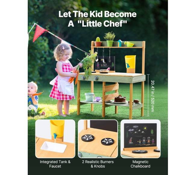 Medinė purvo virtuvėlė vaikams lauke2