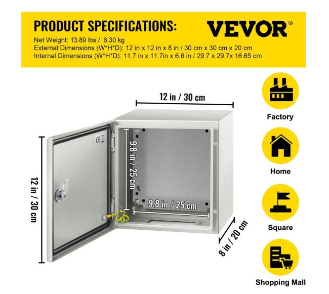 plieninė dėžė, 30 x 30 x 20 cm, IP666