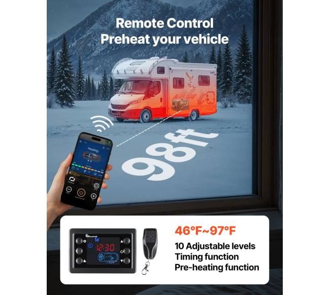 Nešiojamas dyzelinis šildytuvas 8 kW su Bluetooth5