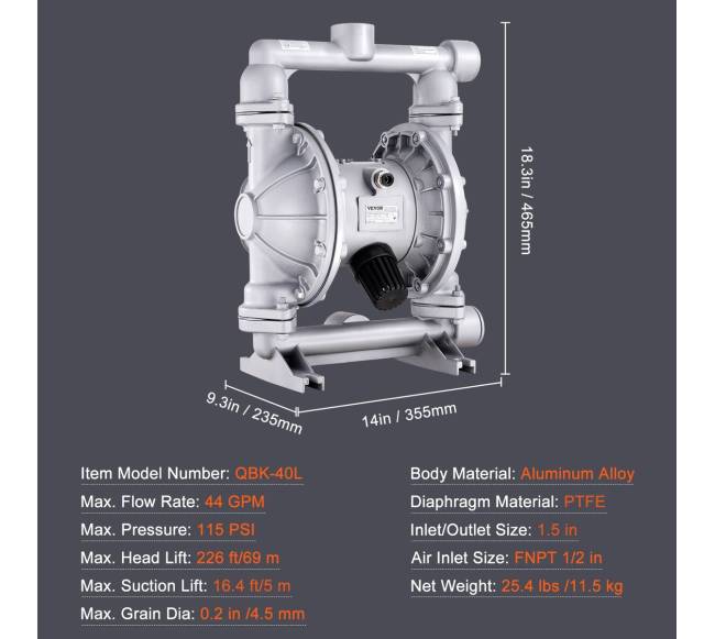 Oro varoma dviejų diafragmų pompa 44 lmin6