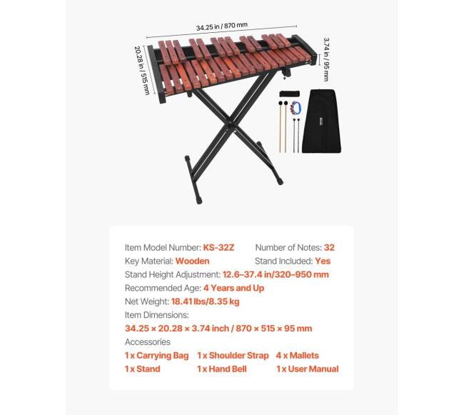 Medinis ksilofonas su pastatoma laikikliu6