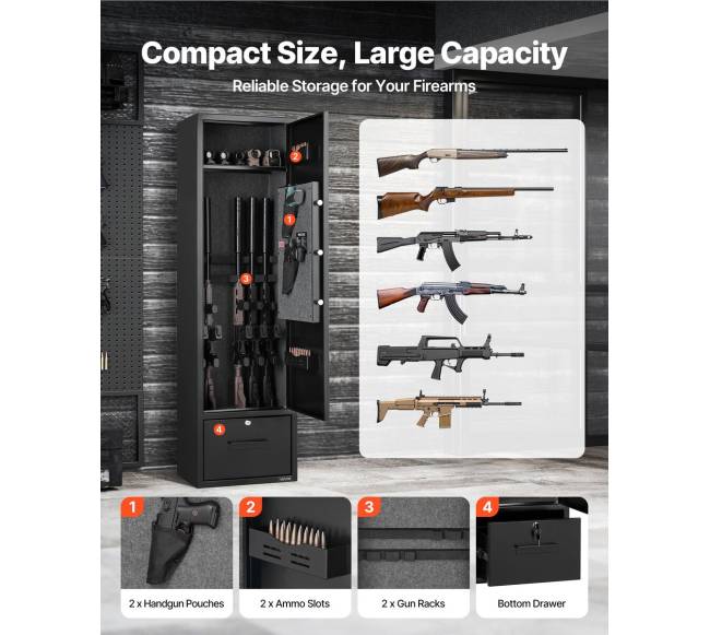 4 vietų seifas ginklams, spintelė šautuvams ir pistoletams1