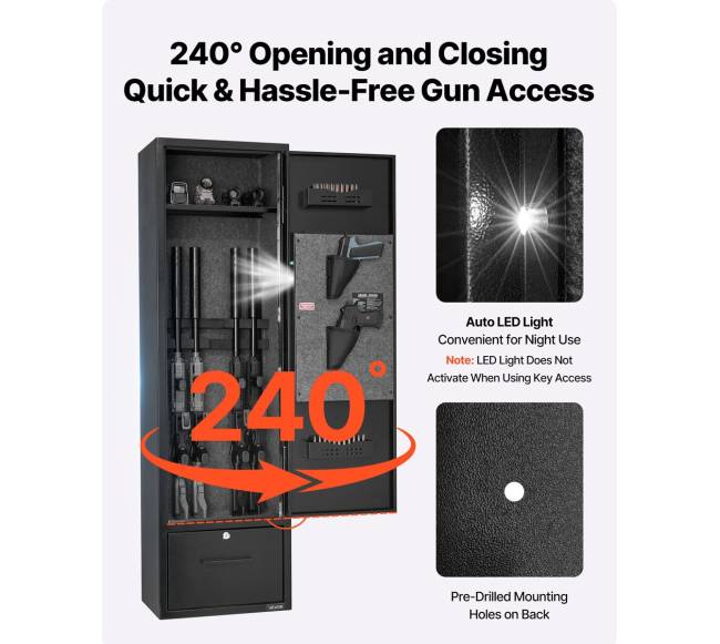 4 vietų seifas ginklams, spintelė šautuvams ir pistoletams5