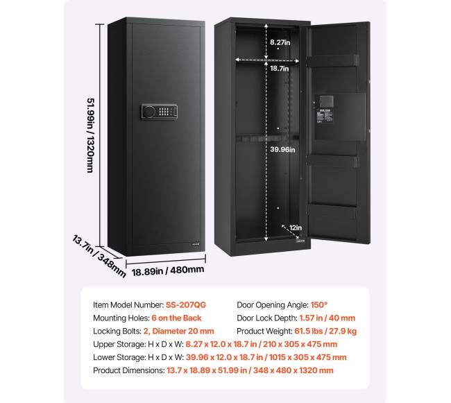 Šautuvų ir pistoletų seifas, 6-8 vietos6