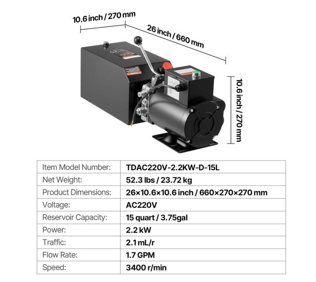 Hidraulinis siurblys AC 220V, 15 litrų talpos6