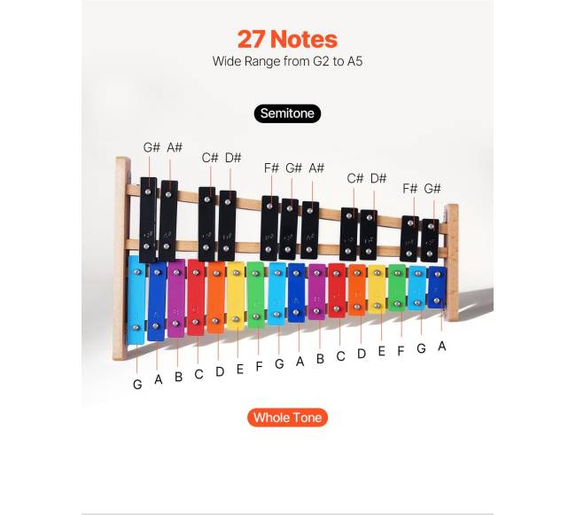 Glockenspiel ksilofonas, 27 natų1