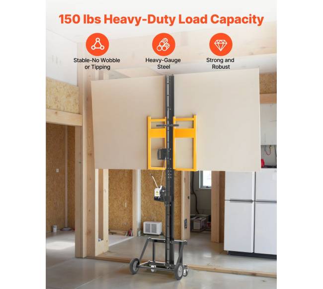 Gipso plokščių keltuvas su ratukais, geltonas1