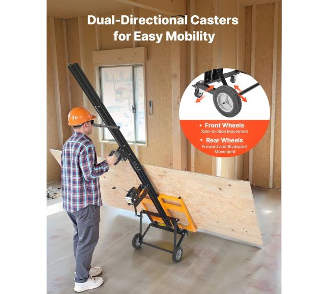 Gipso plokščių keltuvas su ratukais, geltonas3