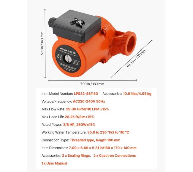 LPS32-8S180 ketaus cirkuliacinis siurblys šildymui6