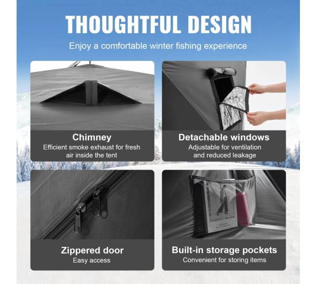 Nešiojama palapinė žvejybai ant ledo, 3–4 asmenims4