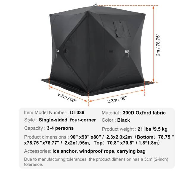 Nešiojama palapinė žvejybai ant ledo, 3–4 asmenims6