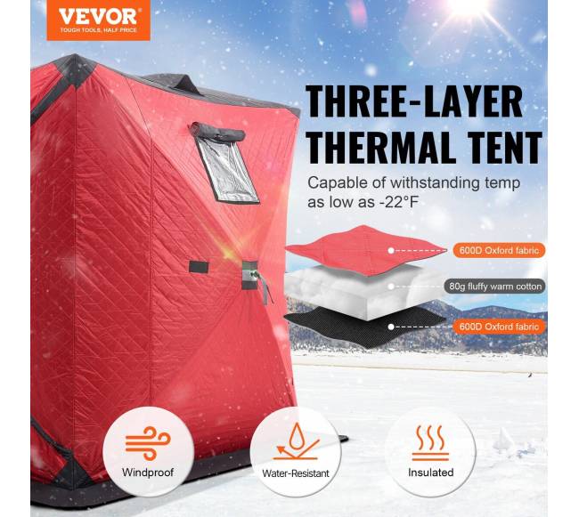 Izoliuota 3-4 asmenų ledo žvejybos palapinė1