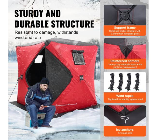 Izoliuota 3-4 asmenų ledo žvejybos palapinė2