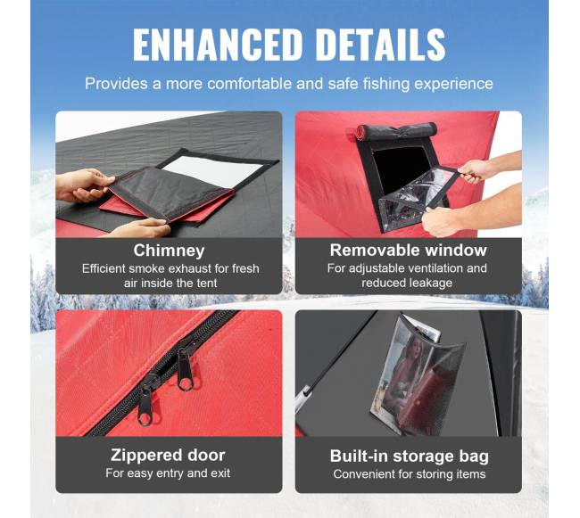 Izoliuota 3-4 asmenų ledo žvejybos palapinė4