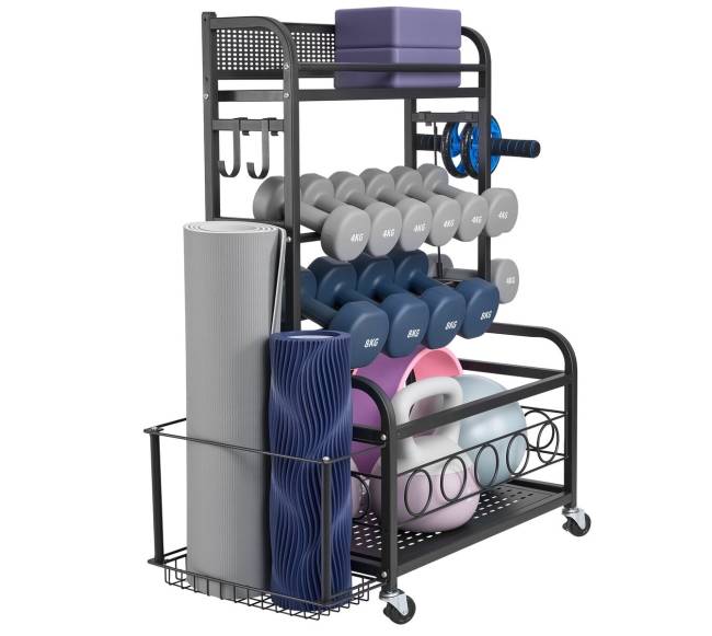 Treniruoklių kilimėlių laikiklis su kabliais9