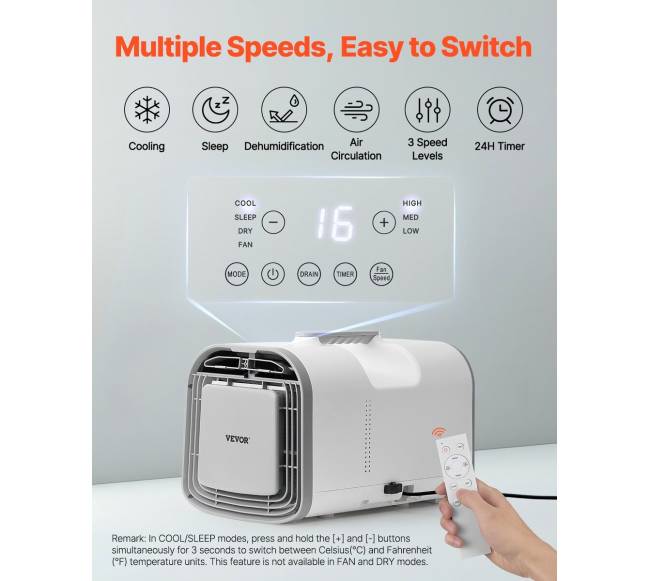 Nešiojamas oro kondicionierius, 4250 BTU3