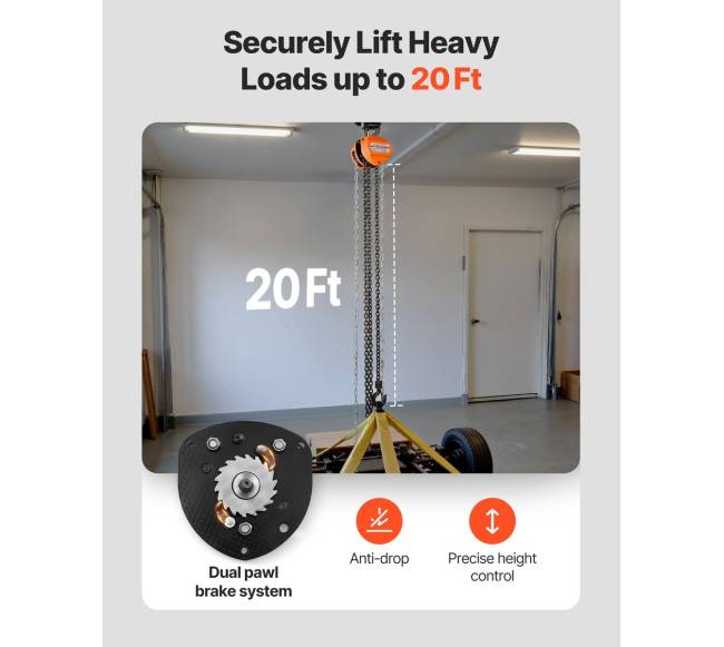 Rankinis grandininis keltuvas, 1 t, 6 m2