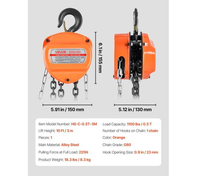 Rankinė grandinė, 12 tonos, 3 m aukštis6