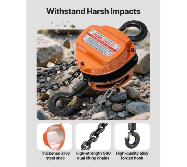 Rankinis grandininis keltuvas 1 t 3 m oranžinis4