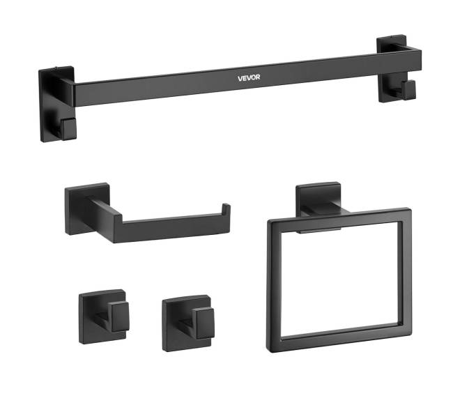 Juodas vonios aksesuarų komplektas, 5 dalių0