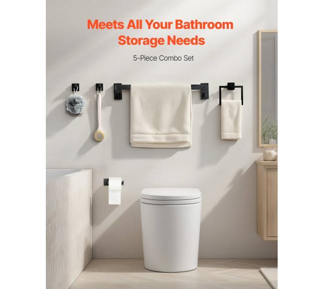 Juodas vonios aksesuarų komplektas, 5 dalių1