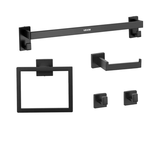 Juodas vonios aksesuarų komplektas, 5 dalių9