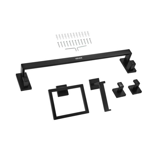 Juodas vonios aksesuarų komplektas, 5 dalių10