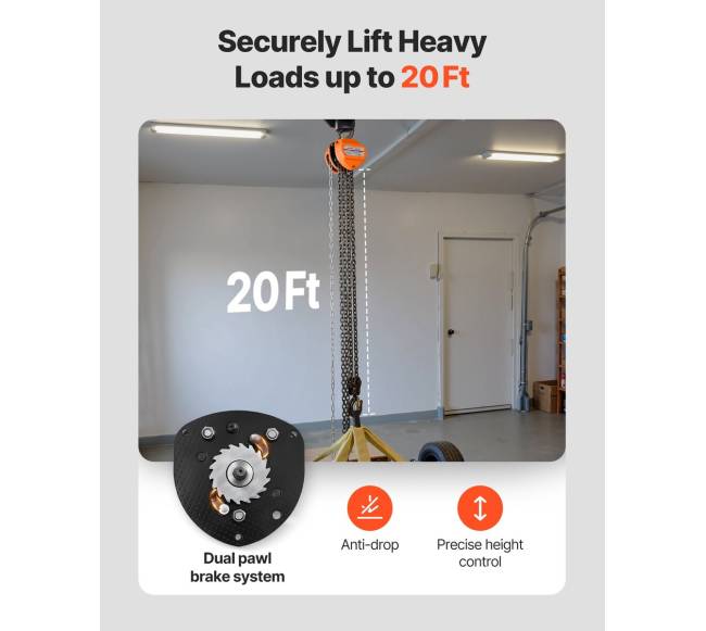 Rankinis grandininis keltuvas, 3 t, 6 m2