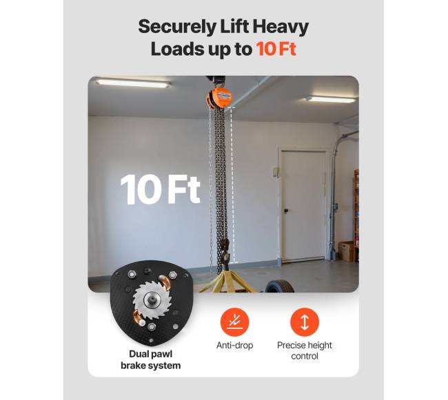 Rankinis grandininis keltuvas 2 tonų su galv. grandine2