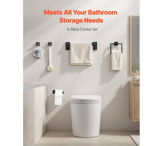 Juodas vonios aksesuarų komplektas, 5 dalys1