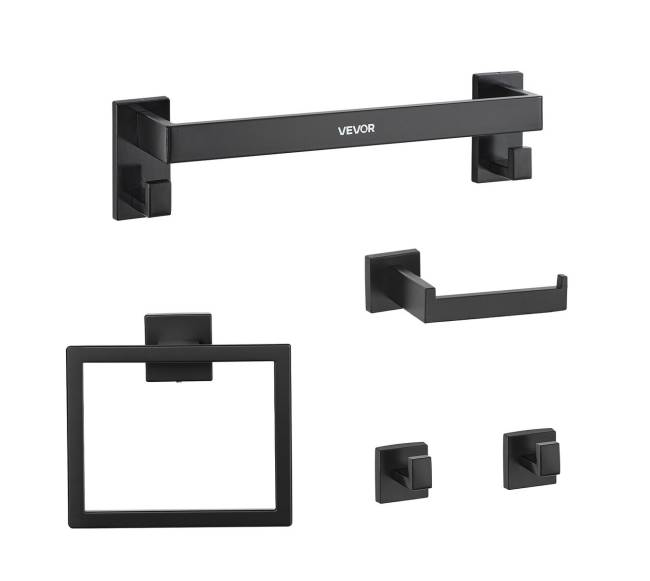 Juodas vonios aksesuarų komplektas, 5 dalys9