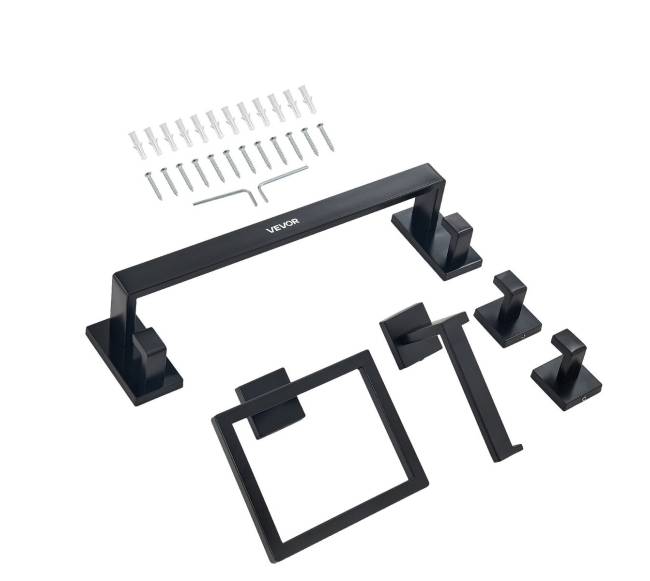 Juodas vonios aksesuarų komplektas, 5 dalys10