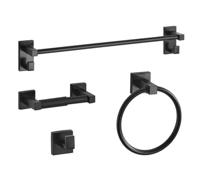 Juodas vonios aksesuarų komplektas, 4 vnt.0