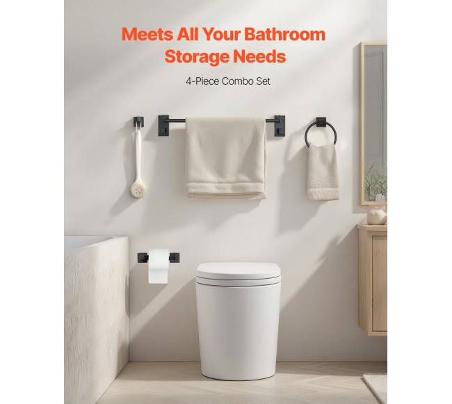 Juodas vonios aksesuarų komplektas, 4 vnt.1