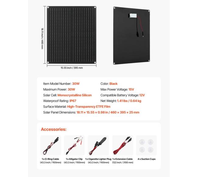 30W saulės baterijos įkroviklis automobiliui6